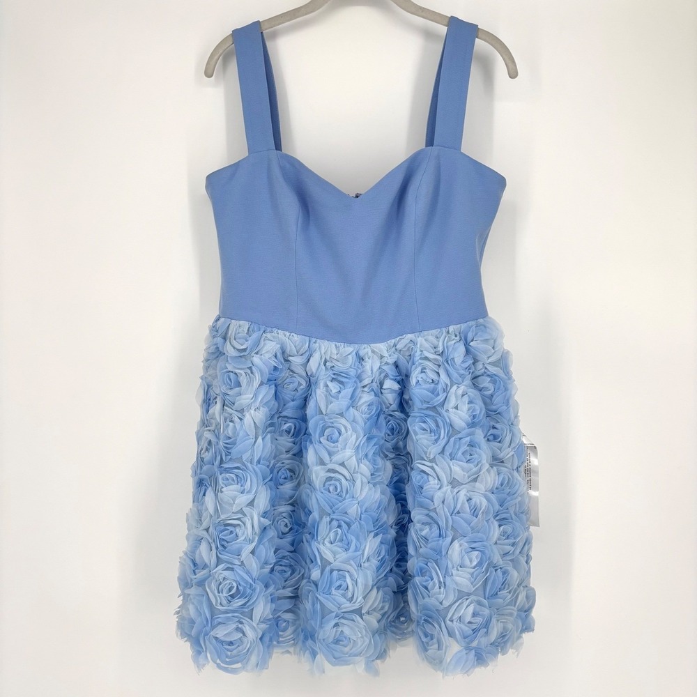 NWT Dress The Population Melanie Blue Rosette Mini Dress US 8/10 Hoco Prom Party - Picture 5 of 12